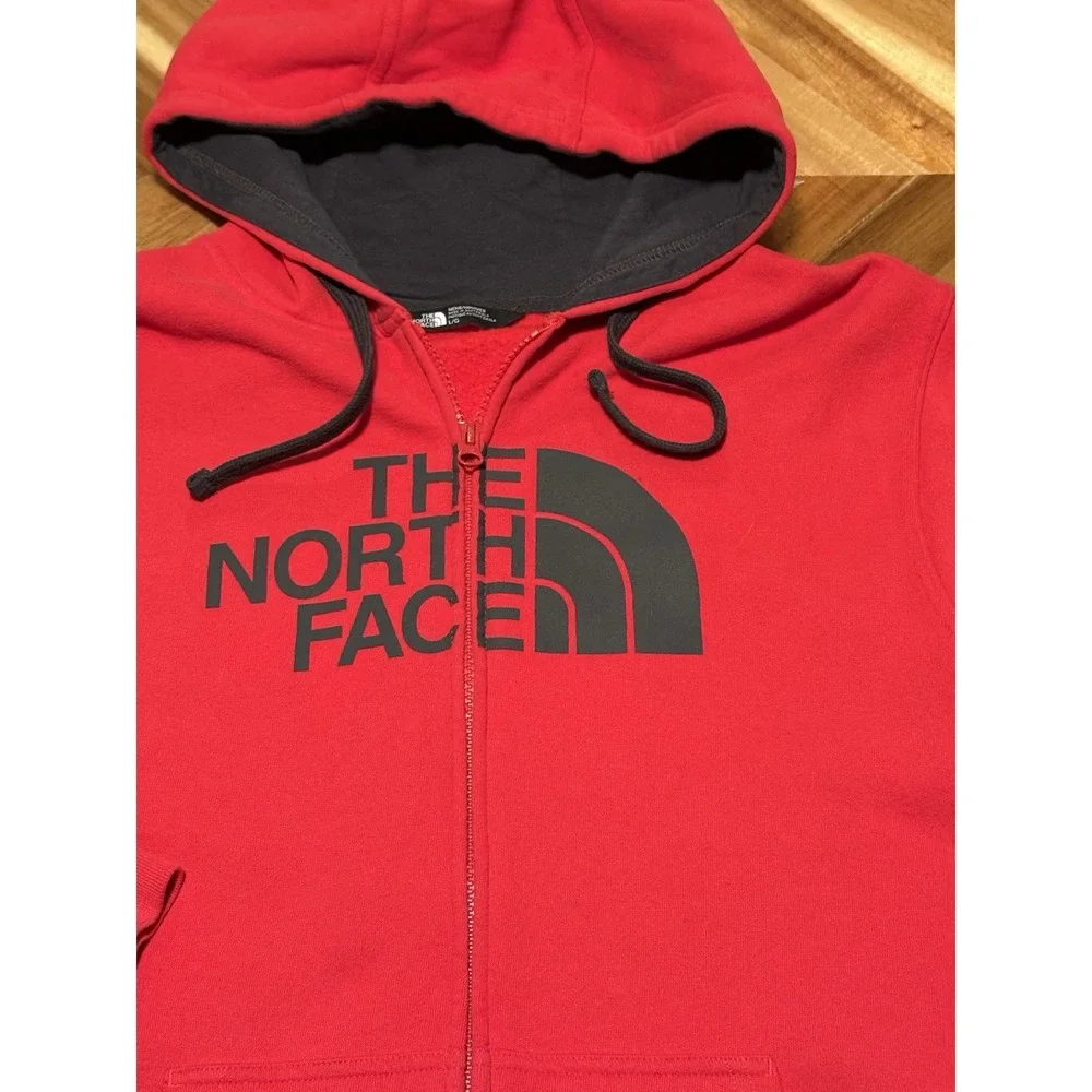 The North Face Full Zip Sweatshirt‎ Logo Hoodie Red Size Large Outdoors